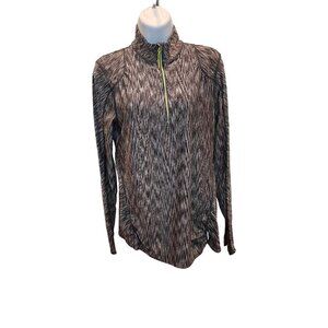 Athleta Athletic Long Sleeve 1/4 Zip Black White Pullover